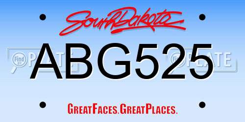 ABG525 South Dakota License Plate