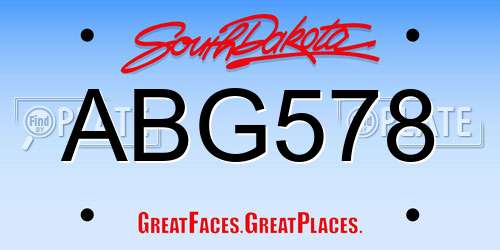 ABG578 South Dakota License Plate