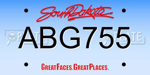 ABG755 South Dakota License Plate