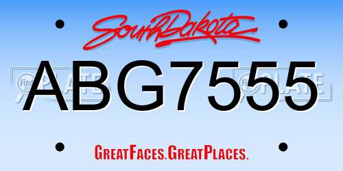 ABG7555 South Dakota License Plate
