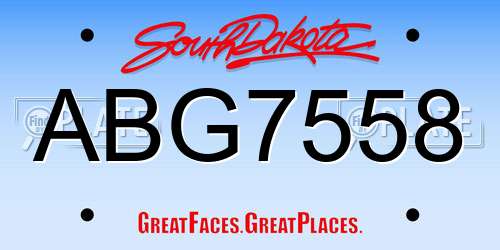 ABG7558 South Dakota License Plate