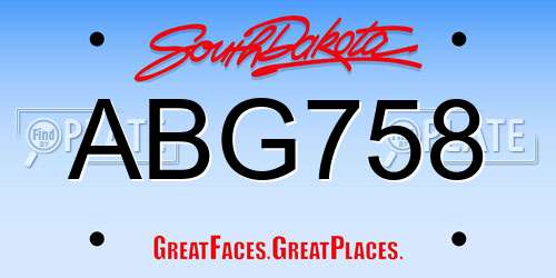 ABG758 South Dakota License Plate