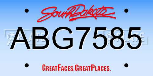ABG7585 South Dakota License Plate