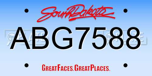 ABG7588 South Dakota License Plate
