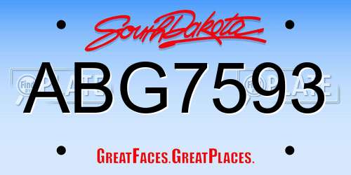 ABG7593 South Dakota License Plate