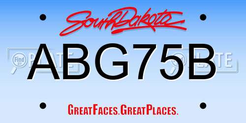 ABG75B South Dakota License Plate
