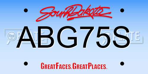 ABG75S South Dakota License Plate