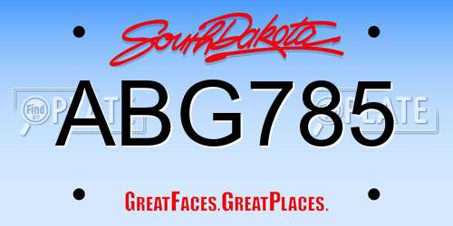 ABG785 South Dakota License Plate