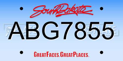 ABG7855 South Dakota License Plate