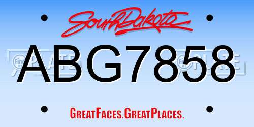 ABG7858 South Dakota License Plate
