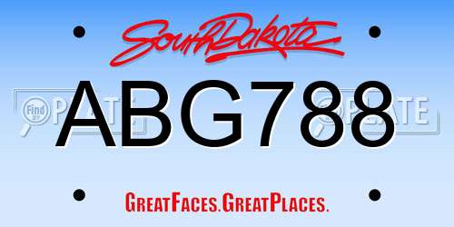ABG788 South Dakota License Plate