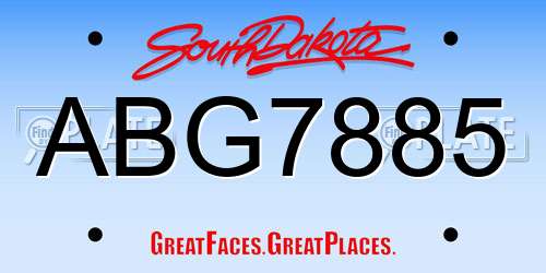 ABG7885 South Dakota License Plate