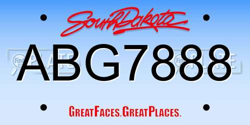 ABG7888 South Dakota License Plate