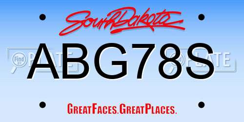 ABG78S South Dakota License Plate