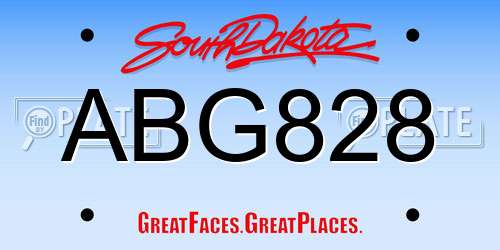 ABG828 South Dakota License Plate
