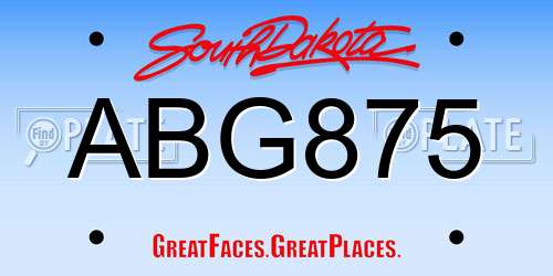 ABG875 South Dakota License Plate