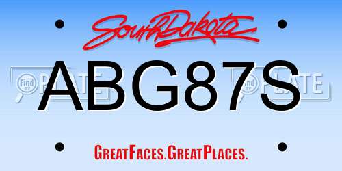 ABG87S South Dakota License Plate