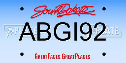 ABGI92 South Dakota License Plate
