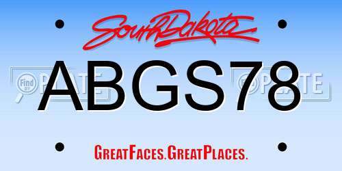 ABGS78 South Dakota License Plate
