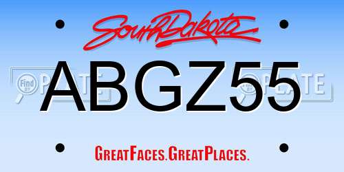 ABGZ55 South Dakota License Plate