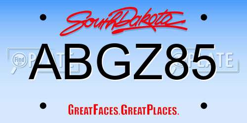 ABGZ85 South Dakota License Plate