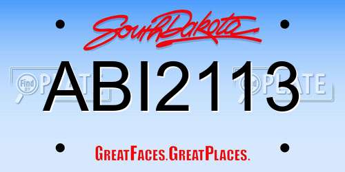 ABI2113 South Dakota License Plate