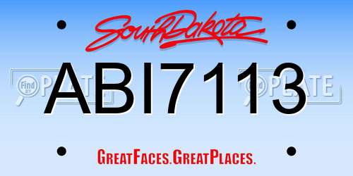 ABI7113 South Dakota License Plate