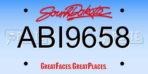 ABI9658 South Dakota License Plate