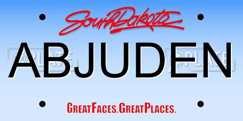 ABJUDEN South Dakota License Plate