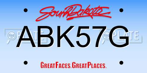 ABK57G South Dakota License Plate