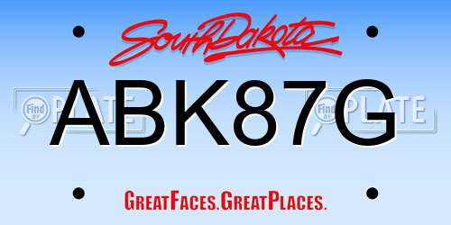 ABK87G South Dakota License Plate