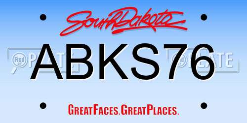ABKS76 South Dakota License Plate