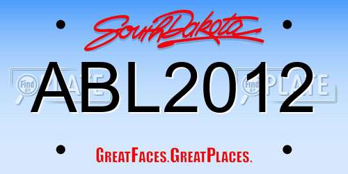ABL2012 South Dakota License Plate