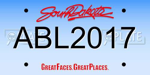 ABL2017 South Dakota License Plate