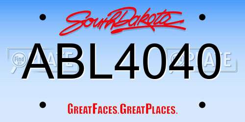 ABL4040 South Dakota License Plate