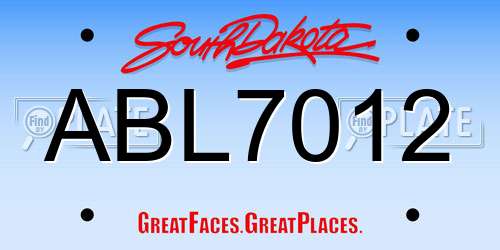 ABL7012 South Dakota License Plate