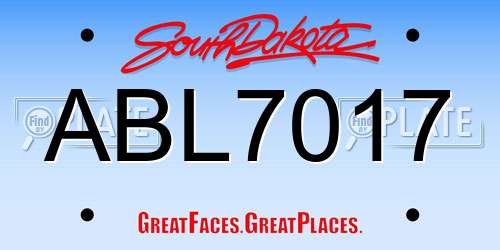 ABL7017 South Dakota License Plate