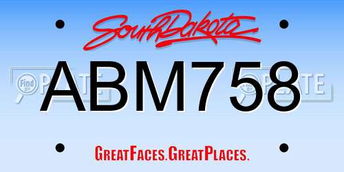 ABM758 South Dakota License Plate