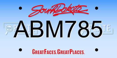 ABM785 South Dakota License Plate