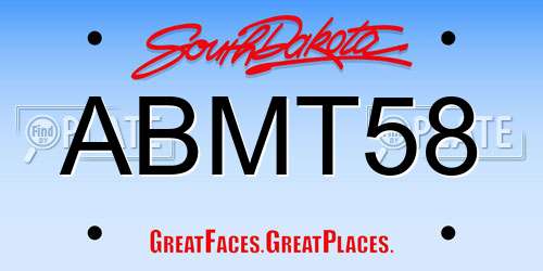 ABMT58 South Dakota License Plate