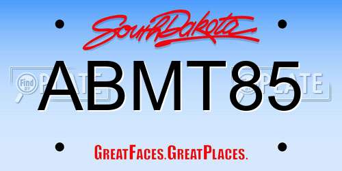 ABMT85 South Dakota License Plate