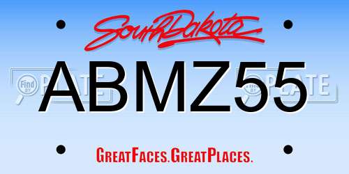 ABMZ55 South Dakota License Plate