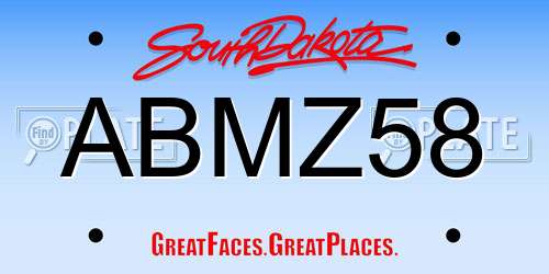 ABMZ58 South Dakota License Plate