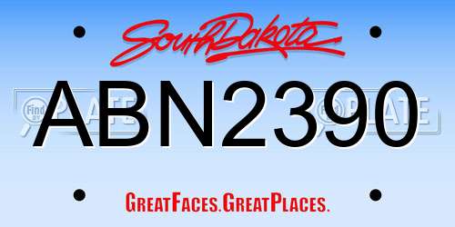 ABN2390 South Dakota License Plate
