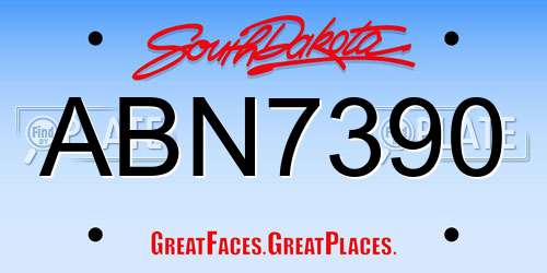 ABN7390 South Dakota License Plate