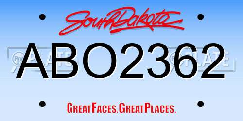 ABO2362 South Dakota License Plate