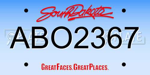 ABO2367 South Dakota License Plate