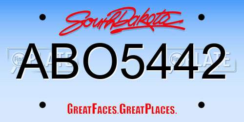 ABO5442 South Dakota License Plate