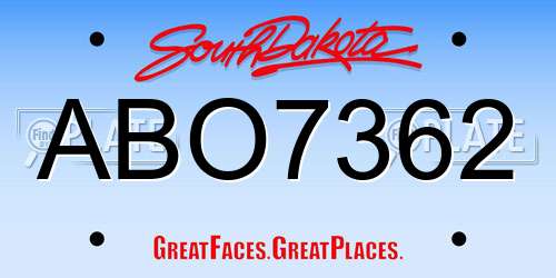 ABO7362 South Dakota License Plate