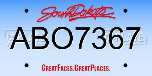 ABO7367 South Dakota License Plate
